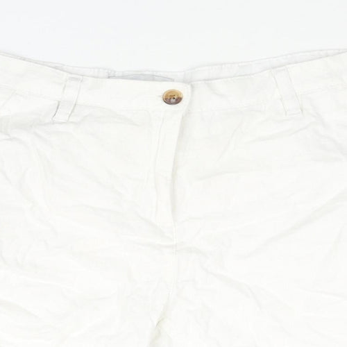 NEXT Womens White Linen Basic Shorts Size 12 L5 in Regular Zip