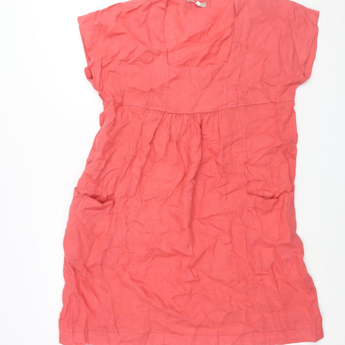 Carina Ricci Womens Pink Linen A-Line Size L Square Neck Pullover