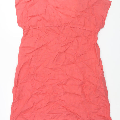 Carina Ricci Womens Pink Linen A-Line Size L Square Neck Pullover