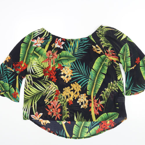 Roman Womens Multicoloured Geometric Polyester Basic Blouse Size 12 Boat Neck - Plant Print