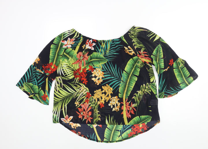 Roman Womens Multicoloured Geometric Polyester Basic Blouse Size 12 Boat Neck - Plant Print