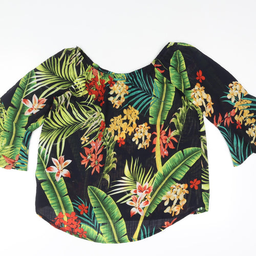 Roman Womens Multicoloured Geometric Polyester Basic Blouse Size 12 Boat Neck - Plant Print