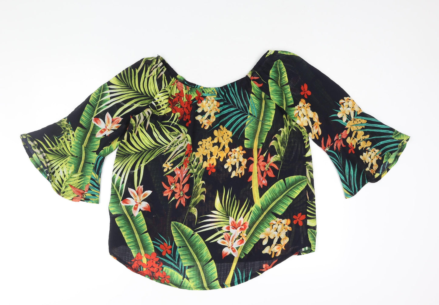 Roman Womens Multicoloured Geometric Polyester Basic Blouse Size 12 Boat Neck - Plant Print