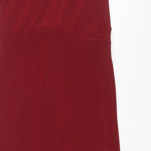PRETTYLITTLETHING Womens Red Polyester Pencil Dress Size 8 V-Neck Pullover
