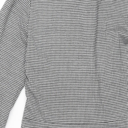 NEXT Womens Black Check Polyester A-Line Size 12 Collared Button