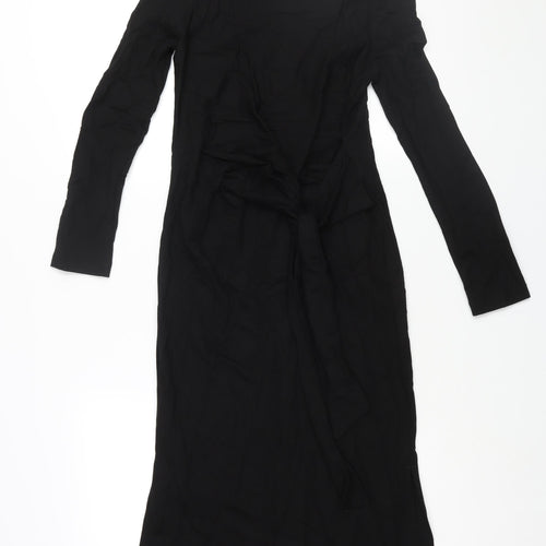 Marks and Spencer Womens Black Modal Sheath Size 6 Round Neck Pullover - Knot Detail