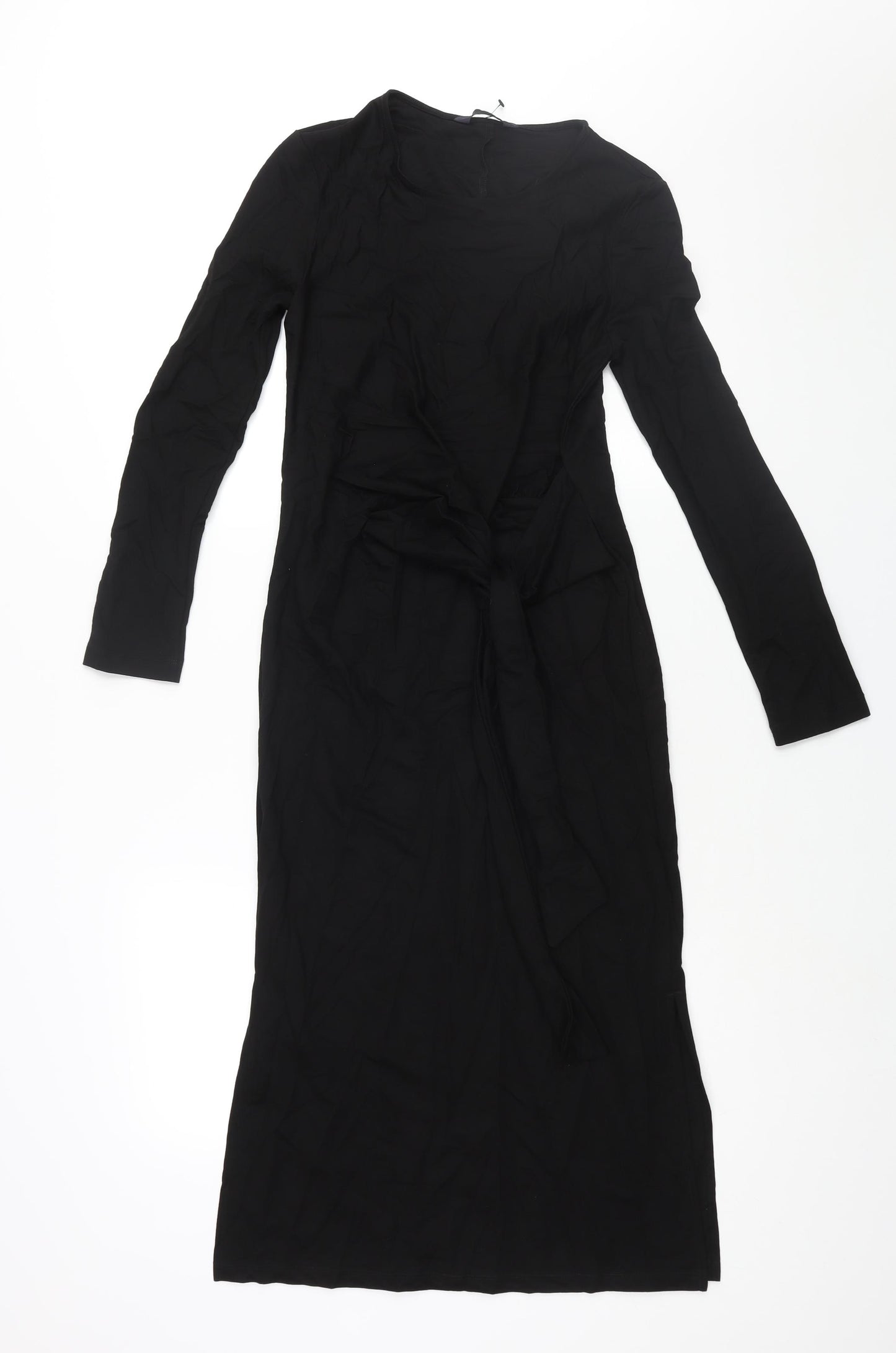 Marks and Spencer Womens Black Modal Sheath Size 6 Round Neck Pullover - Knot Detail