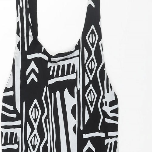 Silence + Noise Womens Black Geometric Polyester Mini Size S Scoop Neck Pullover