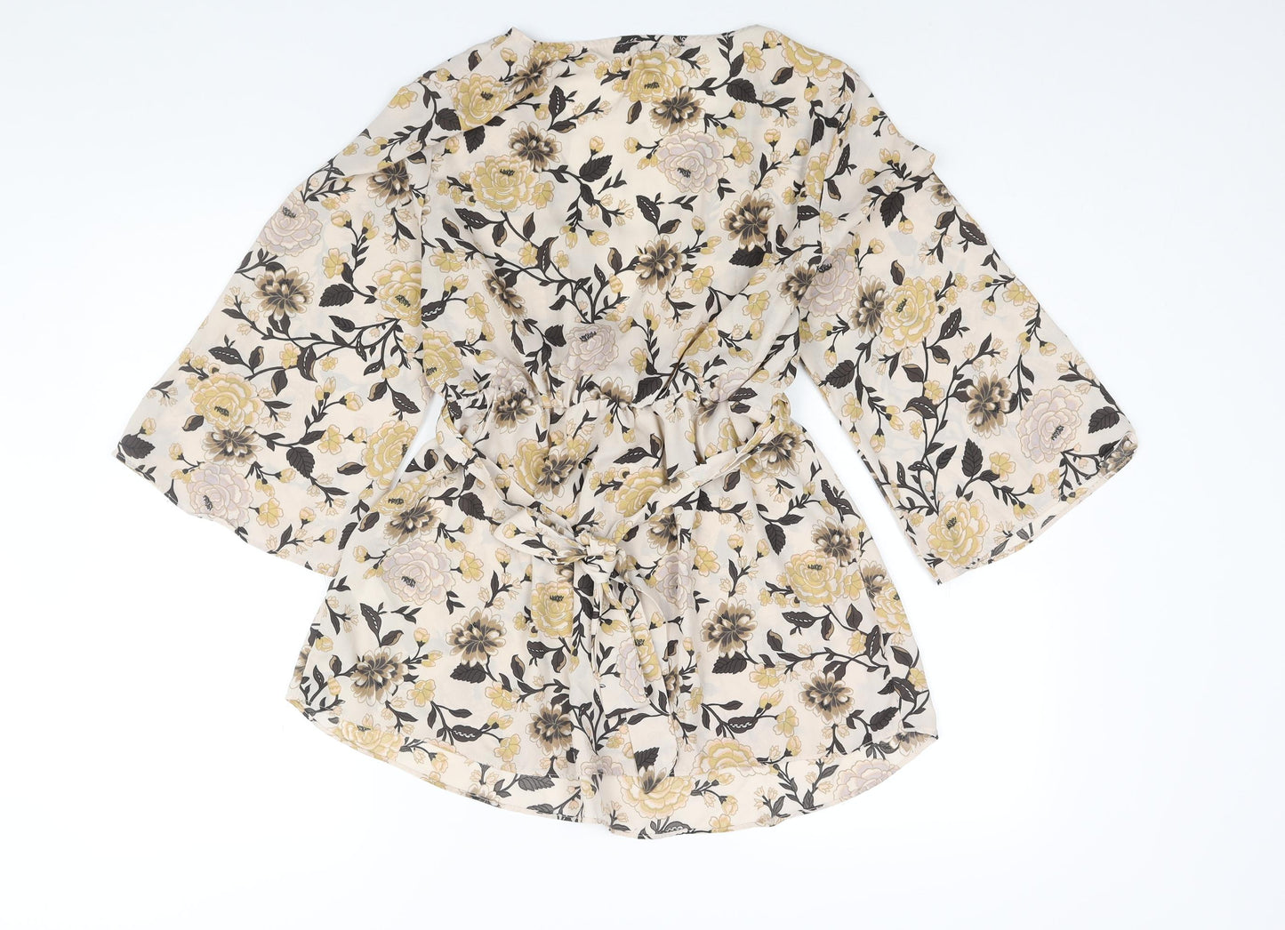 New Look Womens Multicoloured Floral Polyester Basic Blouse Size 12 V-Neck - Belted