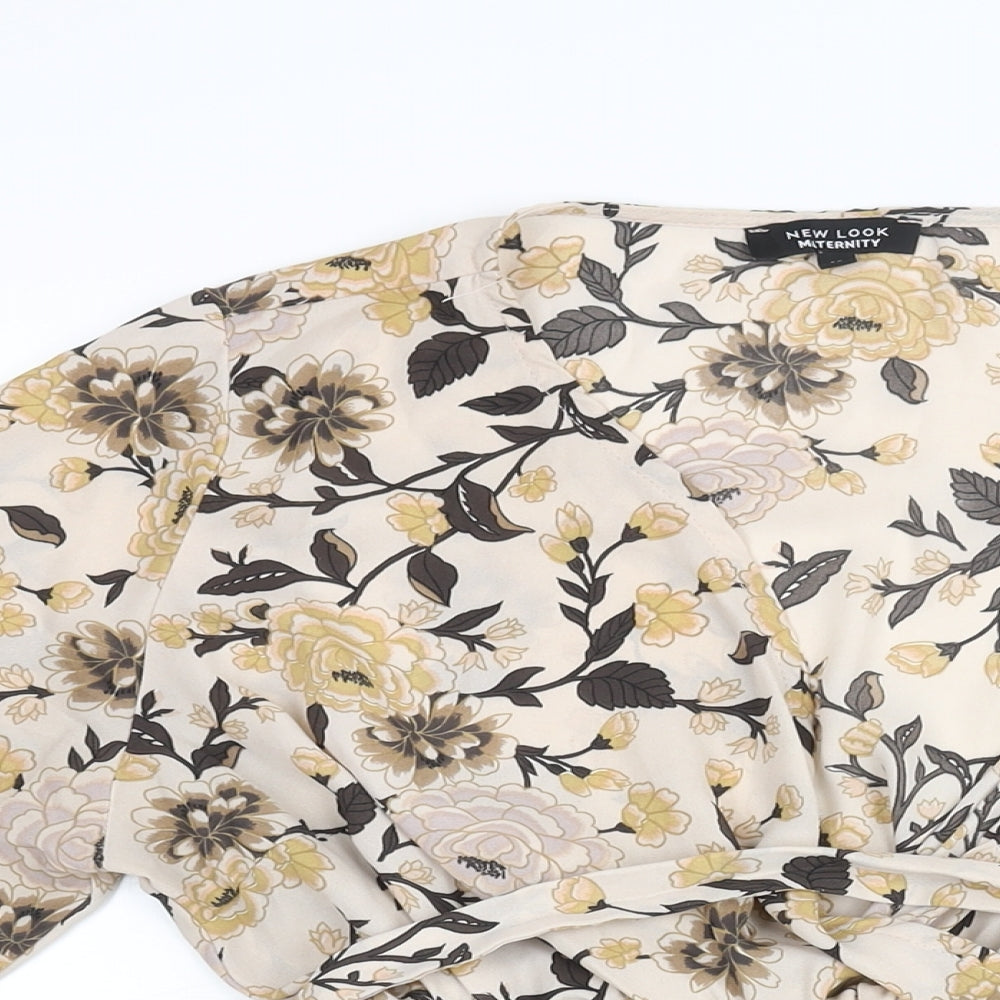 New Look Womens Multicoloured Floral Polyester Basic Blouse Size 12 V-Neck - Belted