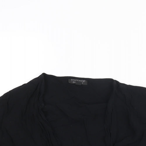 Topshop Womens Black Viscose Basic Button-Up Size 12 V-Neck