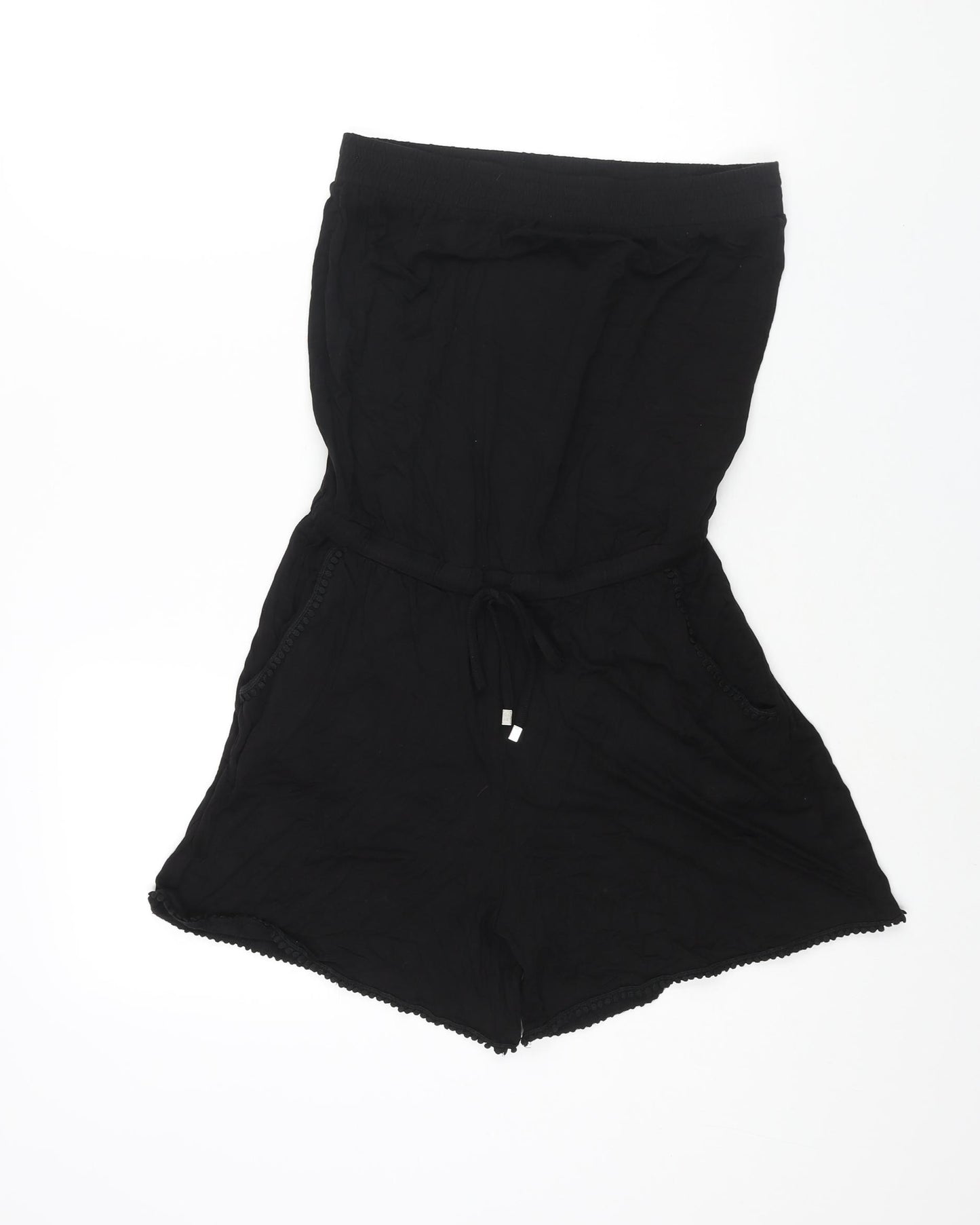 NEXT Womens Black Polyester Playsuit One-Piece Size 10 Pullover - Drawstring Waist