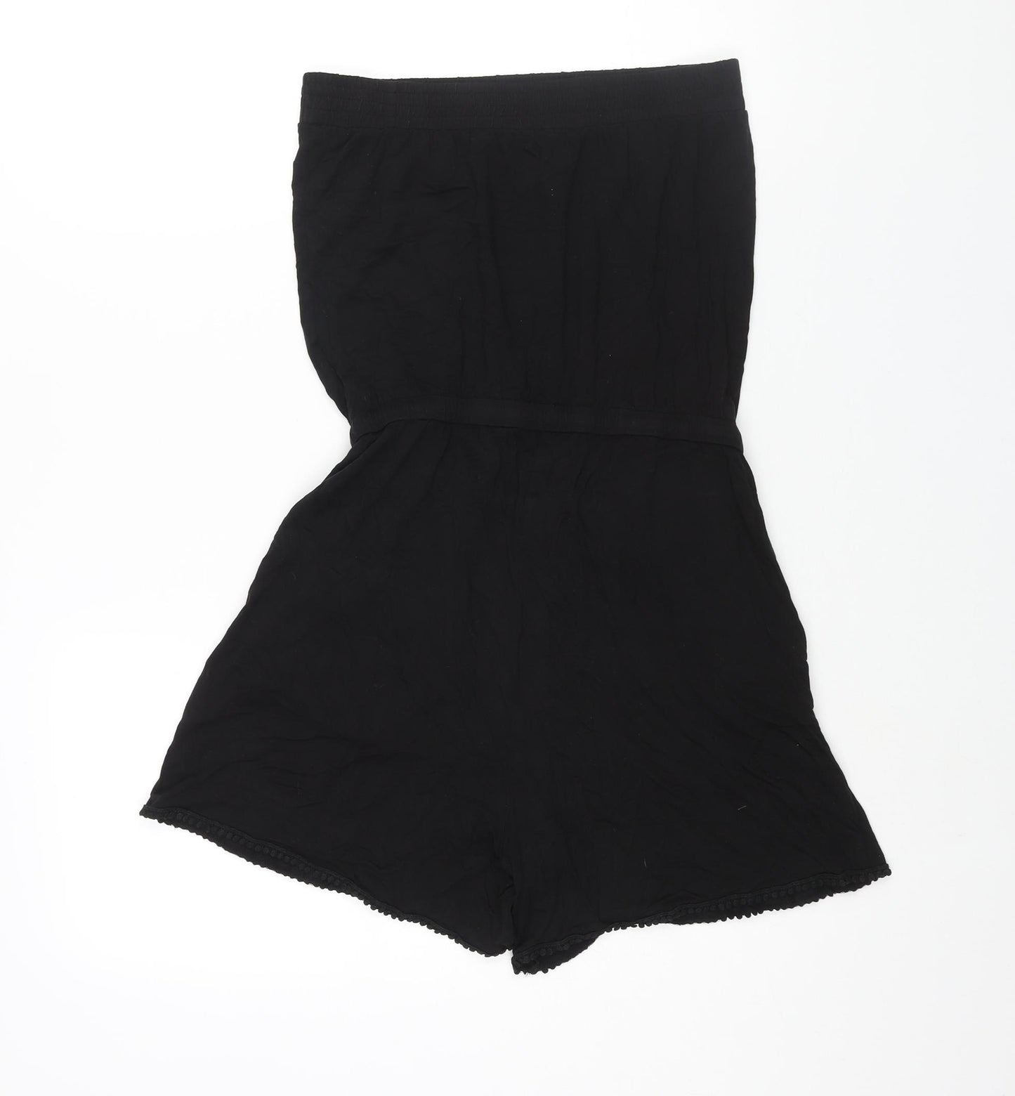 NEXT Womens Black Polyester Playsuit One-Piece Size 10 Pullover - Drawstring Waist