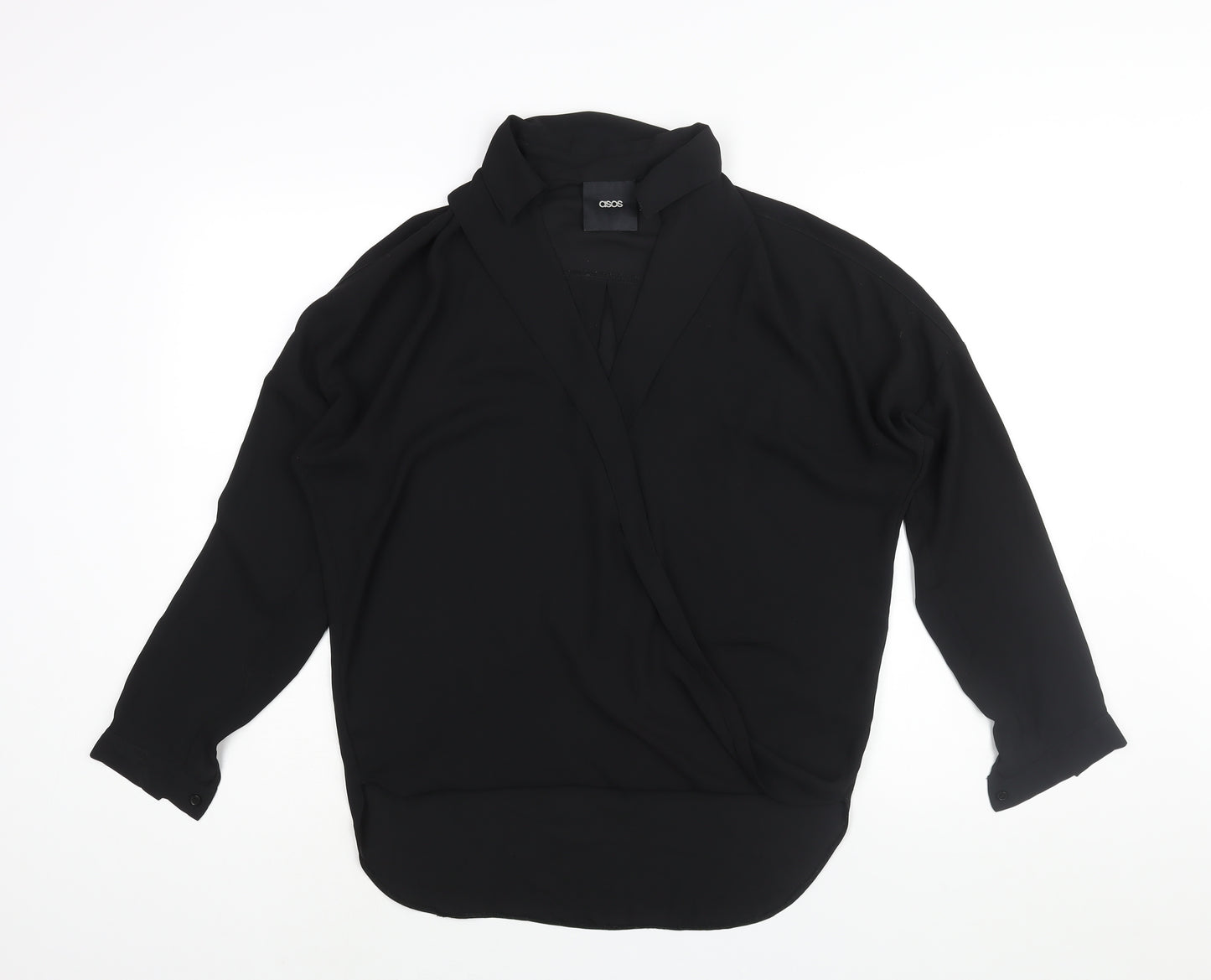 ASOS Womens Black Polyester Basic Blouse Size 8 Collared
