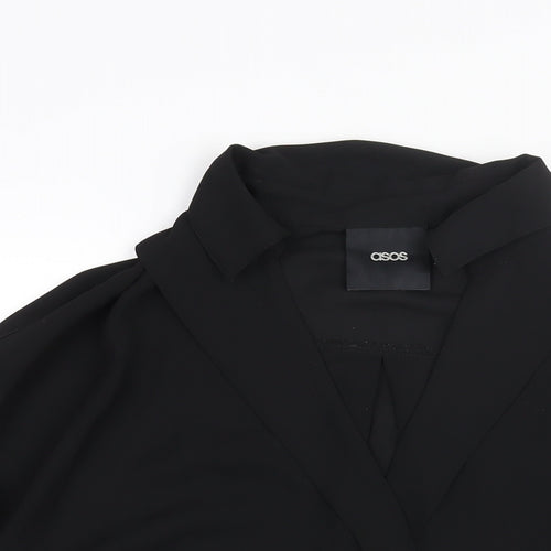 ASOS Womens Black Polyester Basic Blouse Size 8 Collared