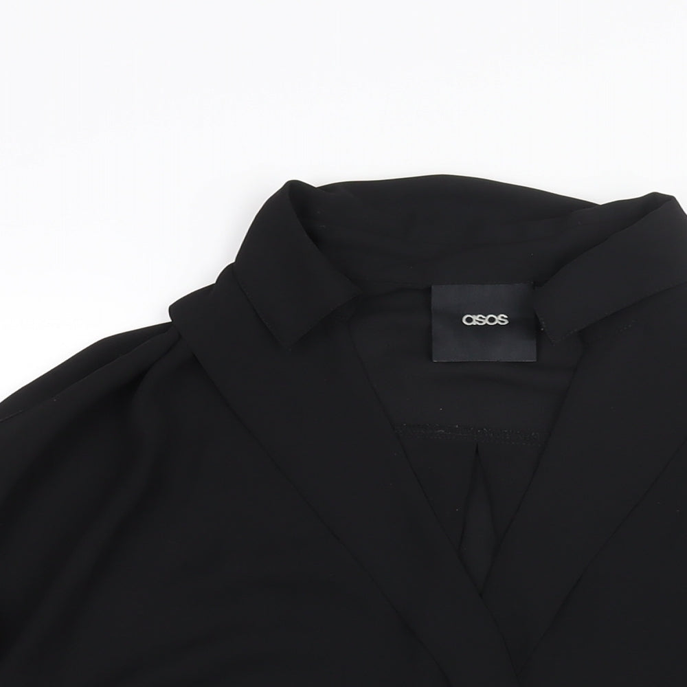 ASOS Womens Black Polyester Basic Blouse Size 8 Collared