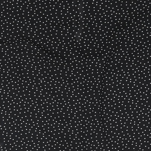 Warehouse Womens Black Polka Dot Polyester Basic Blouse Size 10 Mock Neck - Bow Keyhole Neck