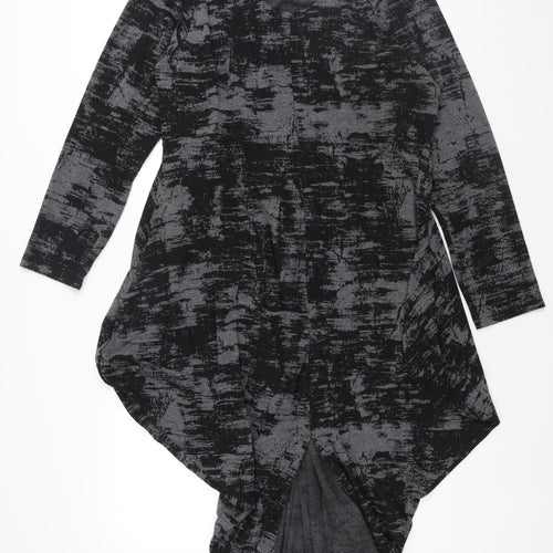 Naya Womens Black Geometric Polyester Shift Size 12 Round Neck Pullover