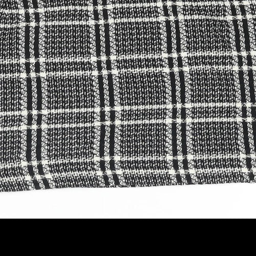 Zara Womens Black Geometric Cotton A-Line Skirt Size XS Zip - Pockets