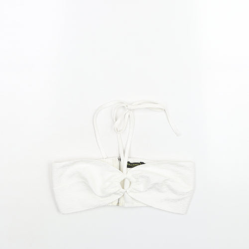 Ravi Famous Womens White Polyester Cropped Blouse Size 10 Halter - Cut Out Detail