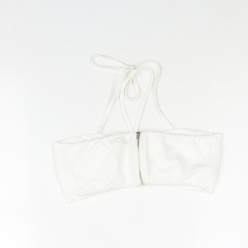 Ravi Famous Womens White Polyester Cropped Blouse Size 10 Halter - Cut Out Detail