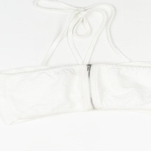 Ravi Famous Womens White Polyester Cropped Blouse Size 10 Halter - Cut Out Detail