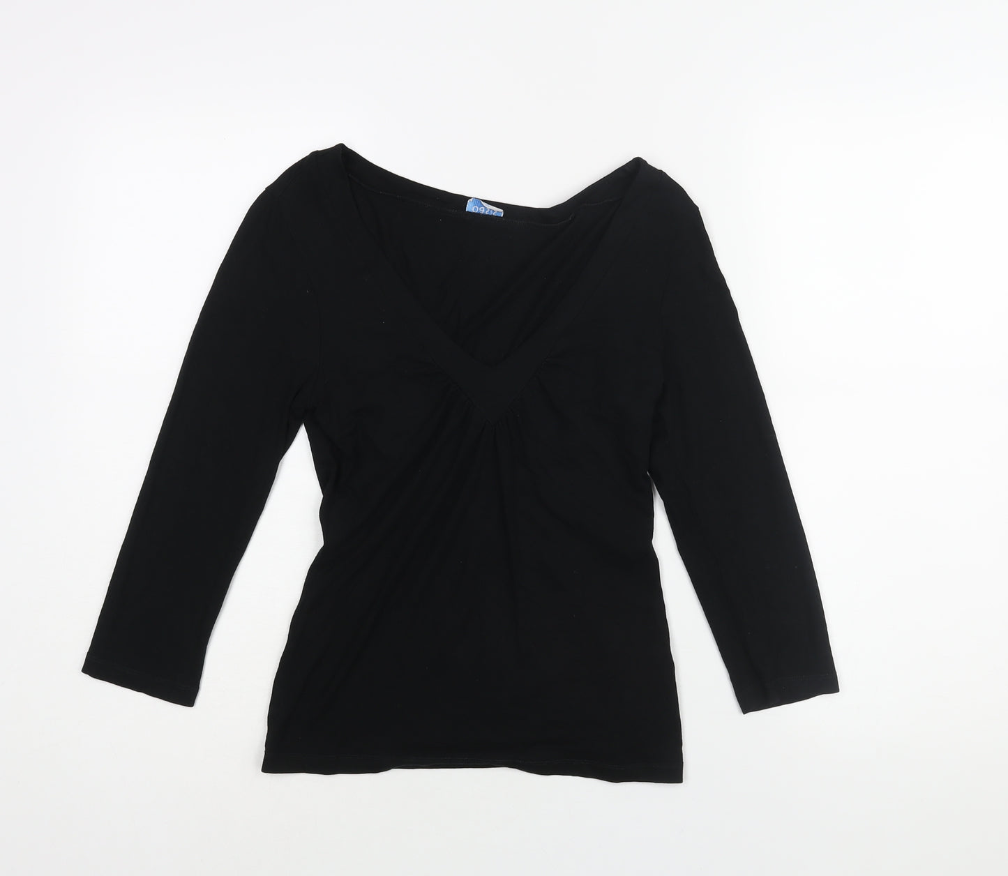 Oasis Womens Black Viscose Basic Blouse Size 10 V-Neck