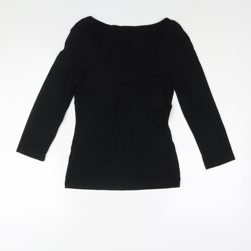 Oasis Womens Black Viscose Basic Blouse Size 10 V-Neck