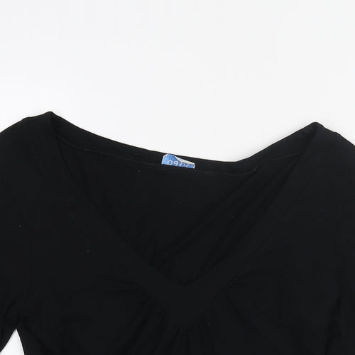 Oasis Womens Black Viscose Basic Blouse Size 10 V-Neck