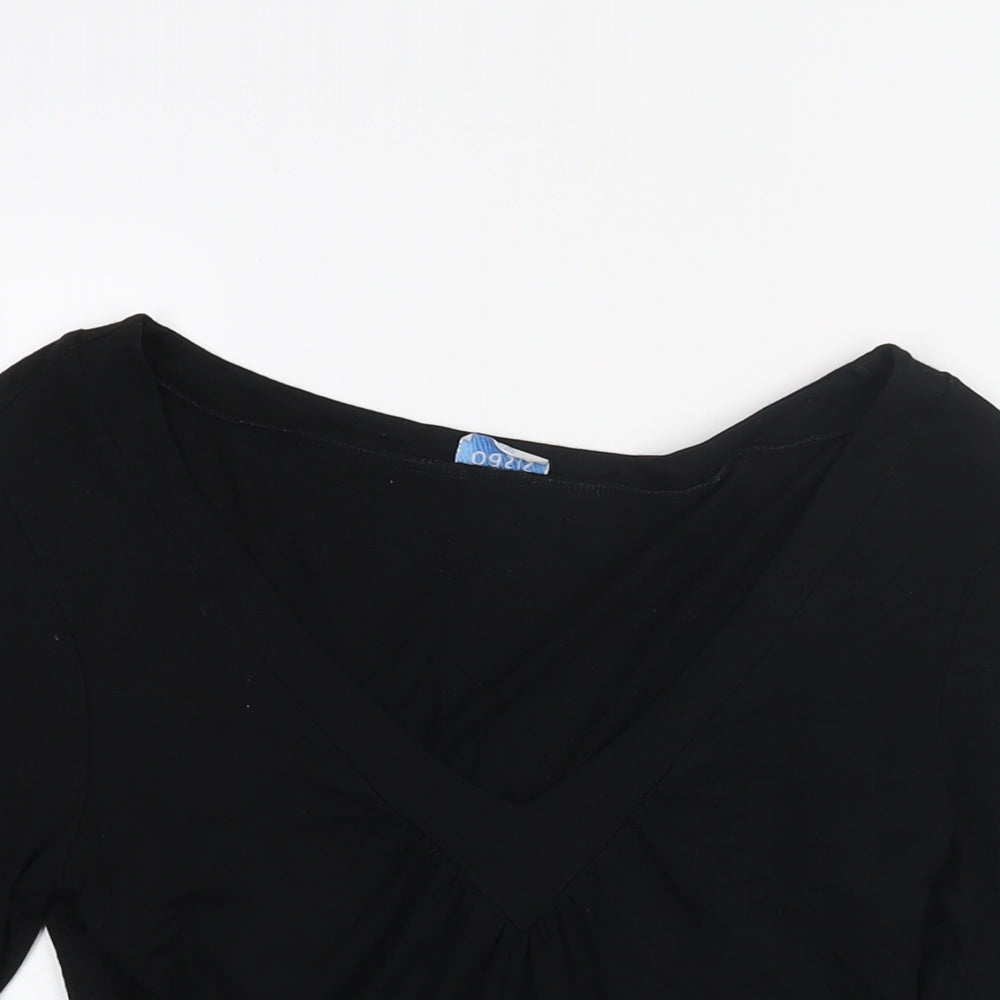Oasis Womens Black Viscose Basic Blouse Size 10 V-Neck