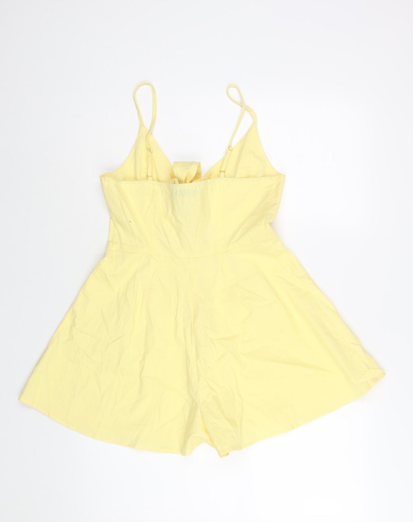 Missguided Womens Yellow Polyester Playsuit One-Piece Size 12 Button - Knot Detail