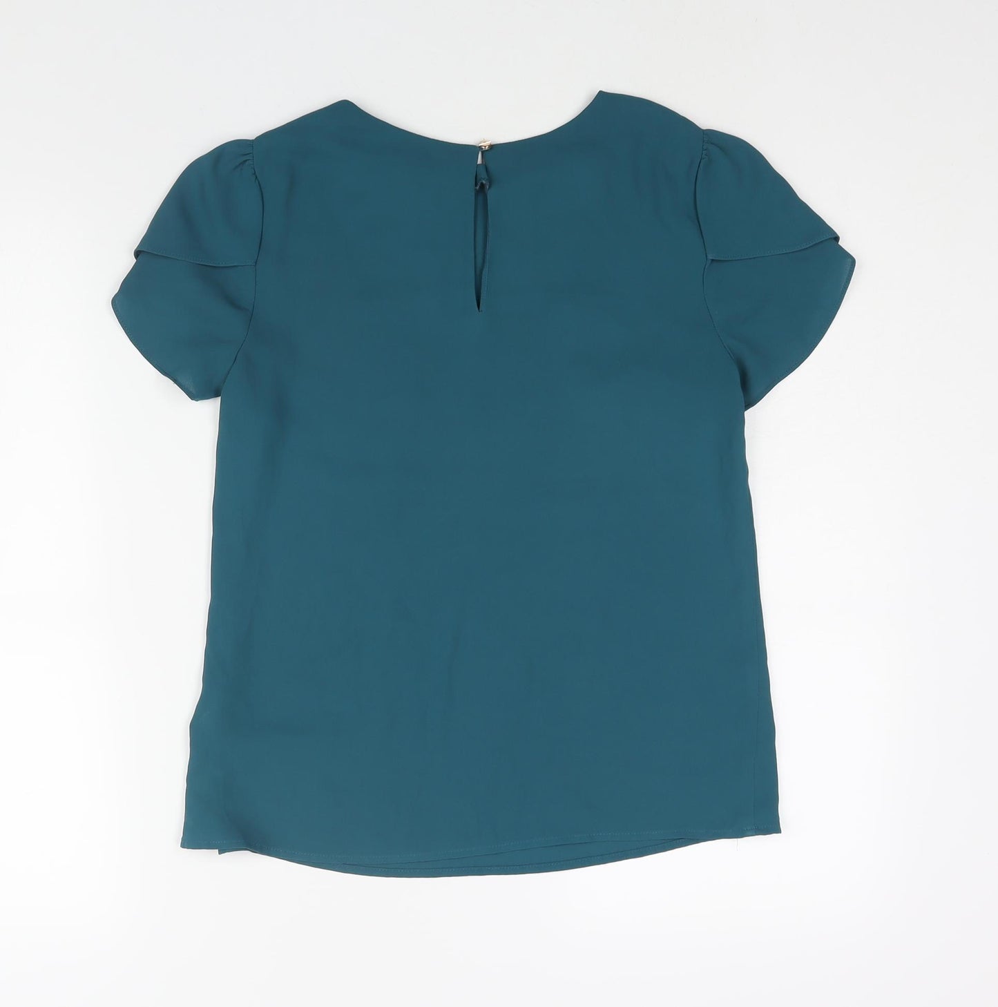 Oasis Womens Blue Polyester Basic Blouse Size 8 Round Neck