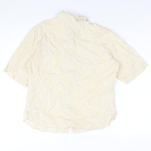 Marks and Spencer Womens Beige Check Lyocell Basic Button-Up Size 14 Collared