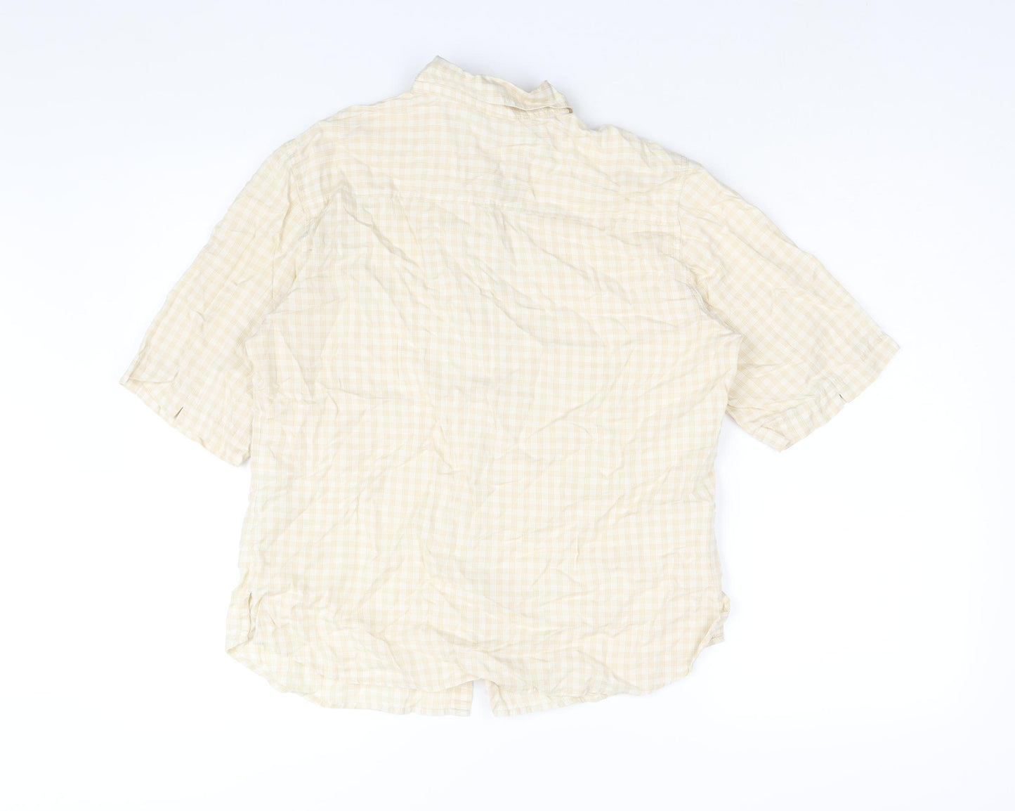 Marks and Spencer Womens Beige Check Lyocell Basic Button-Up Size 14 Collared