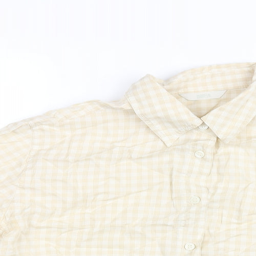 Marks and Spencer Womens Beige Check Lyocell Basic Button-Up Size 14 Collared