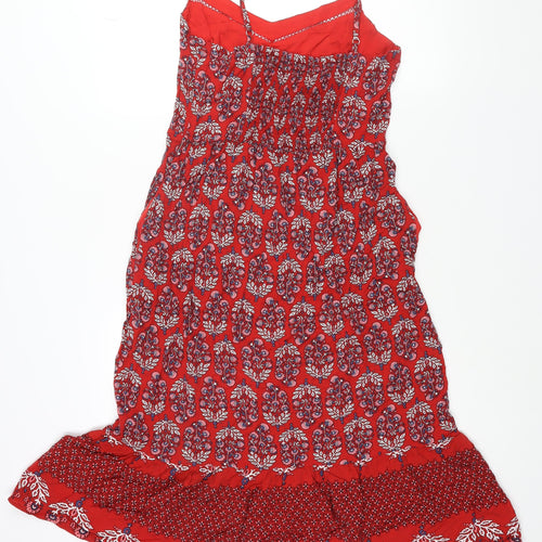 Marks and Spencer Womens Red Geometric Viscose Slip Dress Size 12 V-Neck Pullover