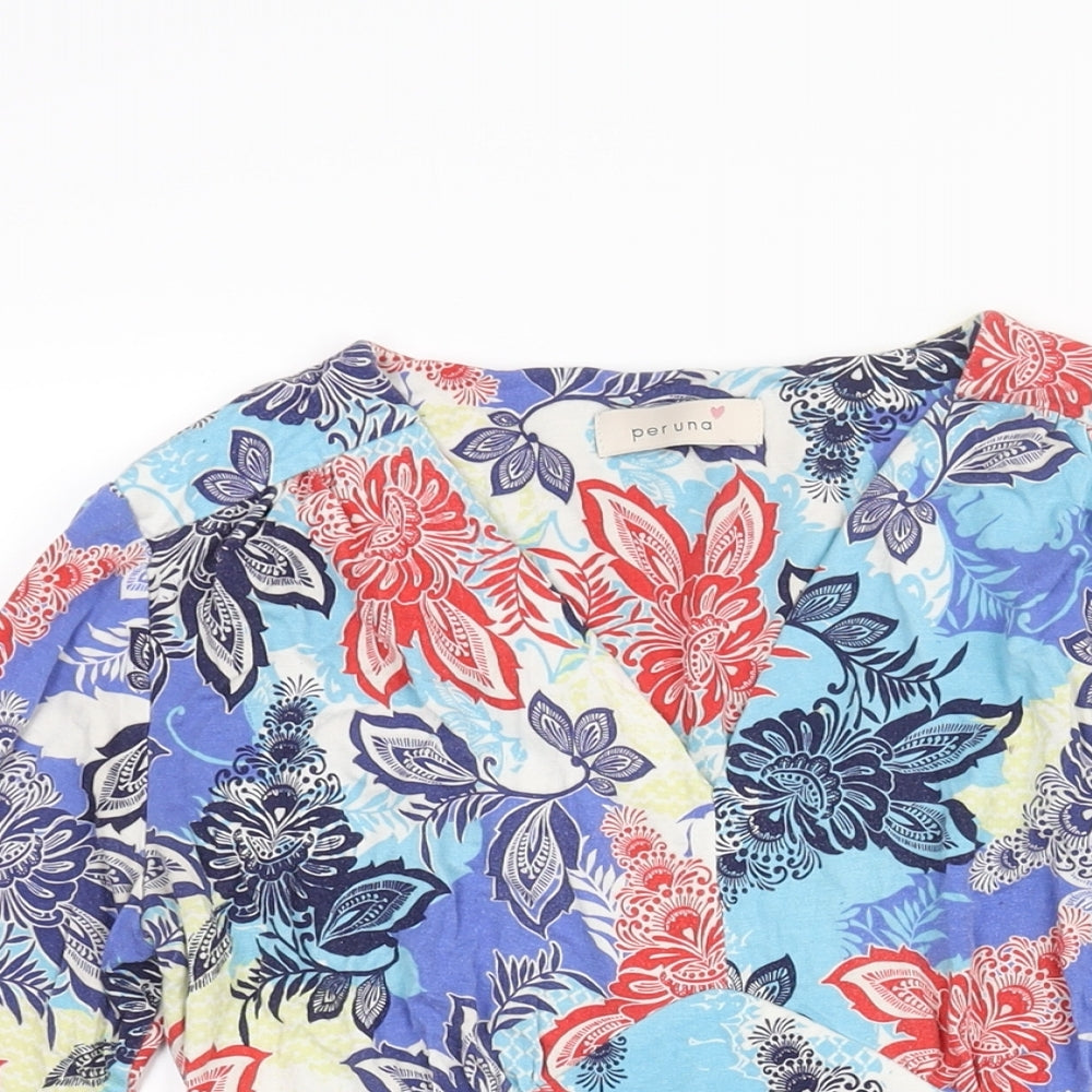 Per Una Womens Multicoloured Geometric Viscose Basic Blouse Size 10 V-Neck