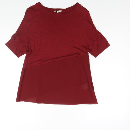Phase Eight Womens Red Viscose Basic Blouse Size 8 Round Neck