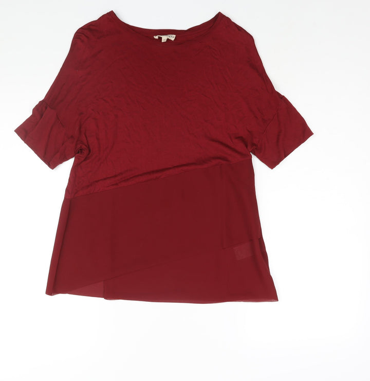 Phase Eight Womens Red Viscose Basic Blouse Size 8 Round Neck