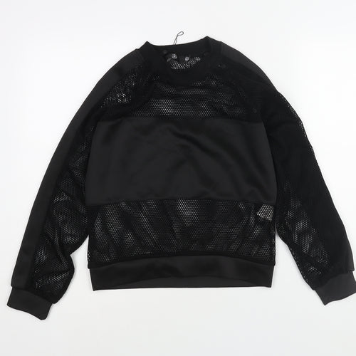 Missguided Womens Black Polyester Pullover Sweatshirt Size 6 Pullover - Semi Sheer