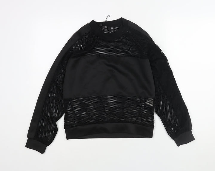 Missguided Womens Black Polyester Pullover Sweatshirt Size 6 Pullover - Semi Sheer