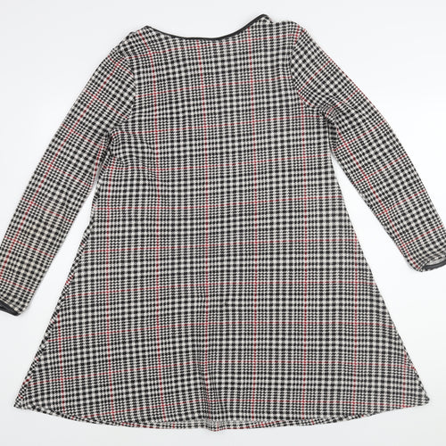 River Island Womens Black Houndstooth Polyester A-Line Size 10 Round Neck Pullover