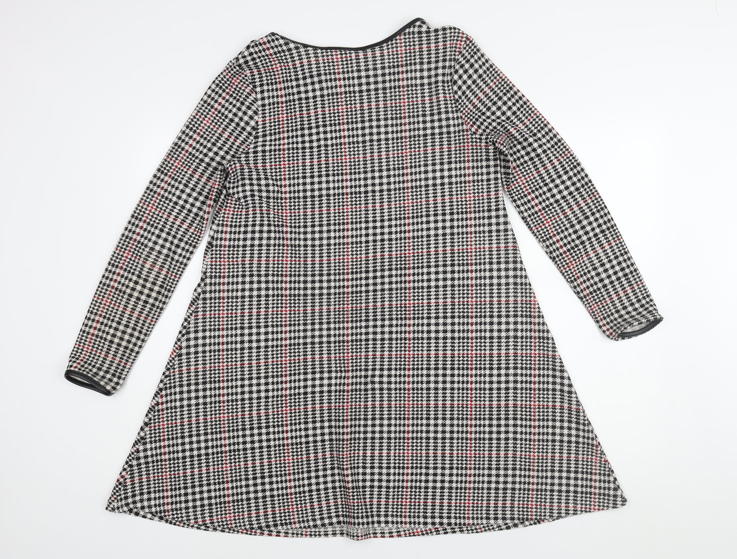 River Island Womens Black Houndstooth Polyester A-Line Size 10 Round Neck Pullover