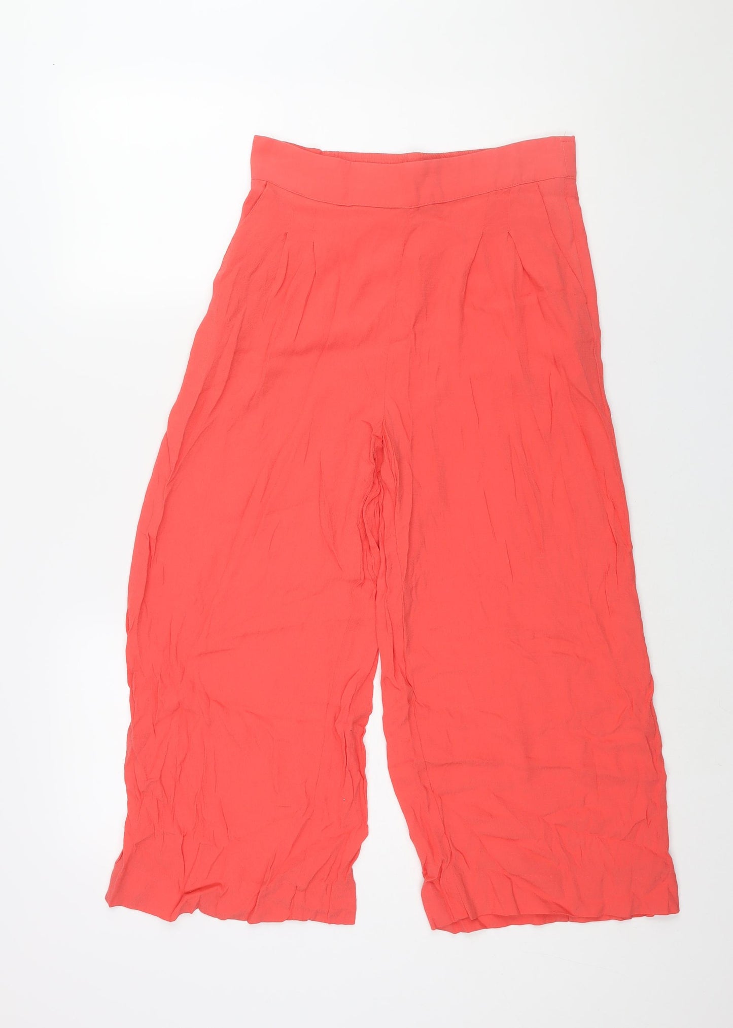 Mnago Womens Pink Viscose Cropped Trousers Size S L22 in Regular