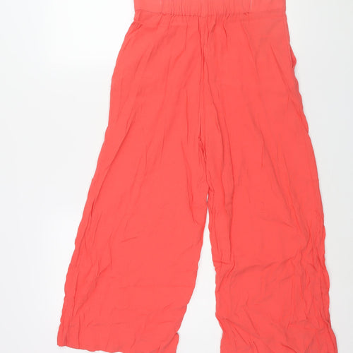 Mnago Womens Pink Viscose Cropped Trousers Size S L22 in Regular