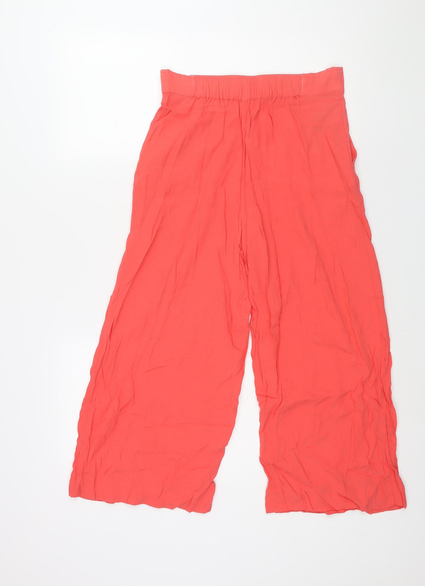 Mnago Womens Pink Viscose Cropped Trousers Size S L22 in Regular