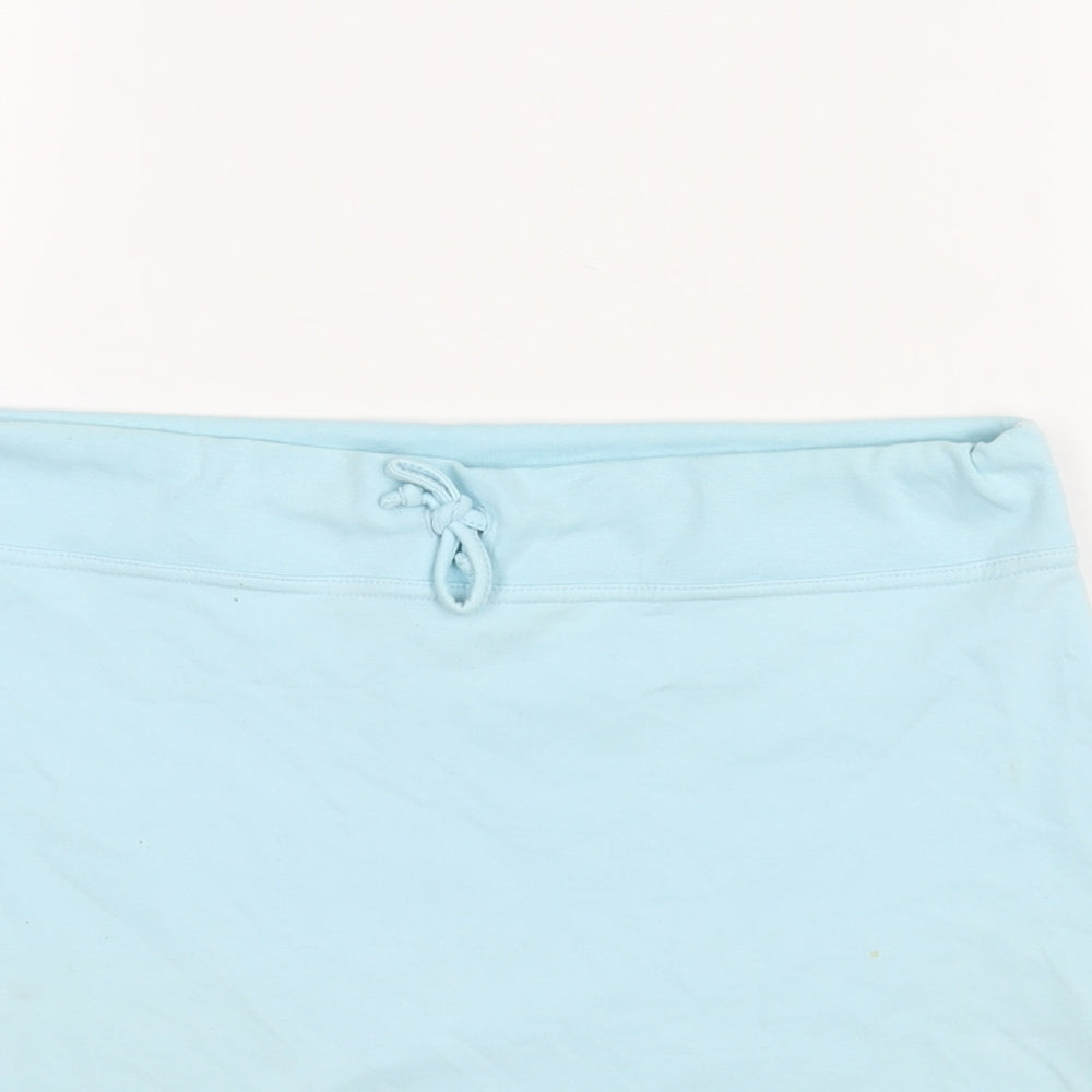 Jasper Conran Womens Blue Cotton A-Line Skirt Size L Drawstring
