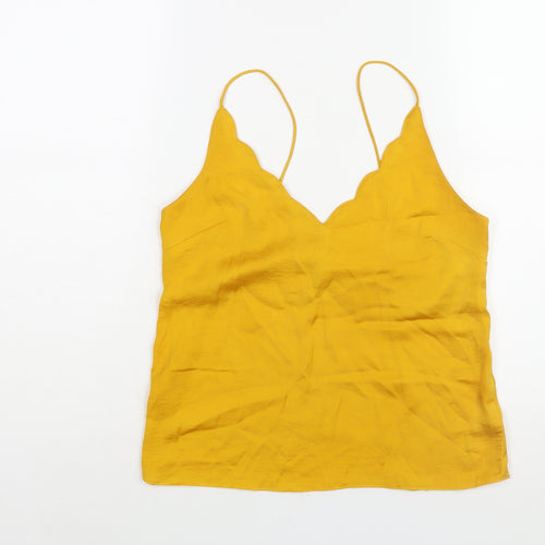 Topshop Womens Yellow Polyester Camisole Blouse Size 8 V-Neck