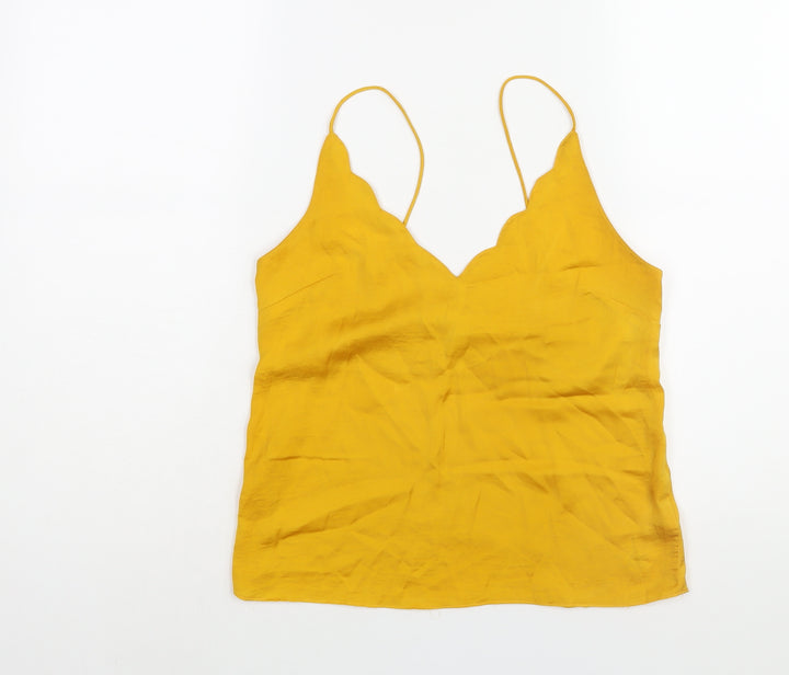 Topshop Womens Yellow Polyester Camisole Blouse Size 8 V-Neck