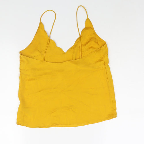 Topshop Womens Yellow Polyester Camisole Blouse Size 8 V-Neck